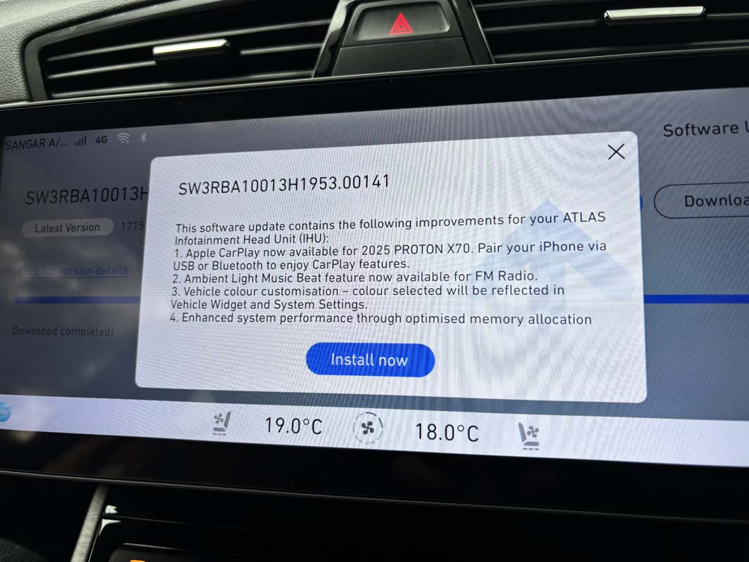 2025 Proton X70 开始更新 Apple Carplay、车主将开始逐步获得更新